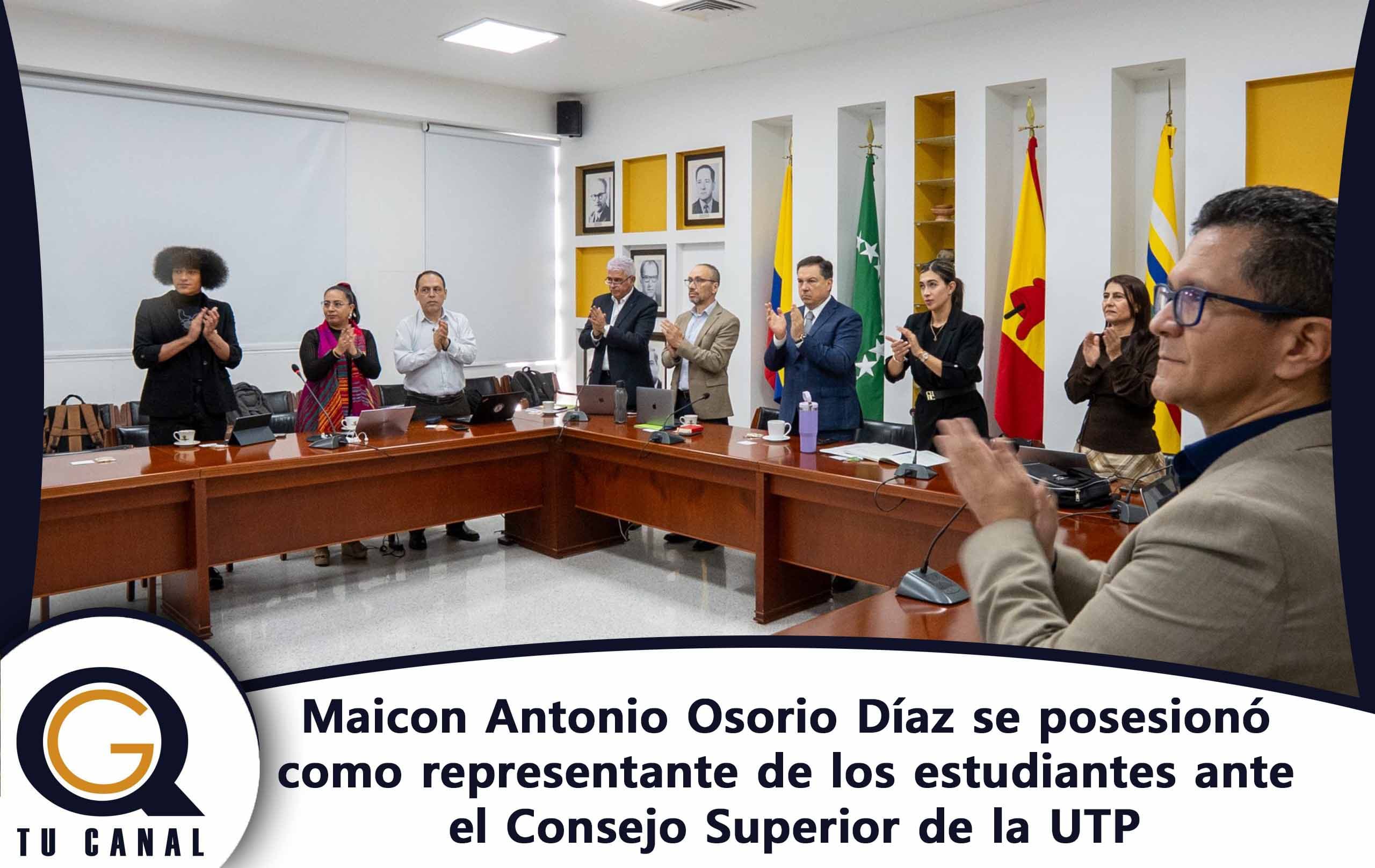 Maicon Antonio Osorio Díaz se posesionó como representante de los estudiantes ante el Consejo Superior de la UTP